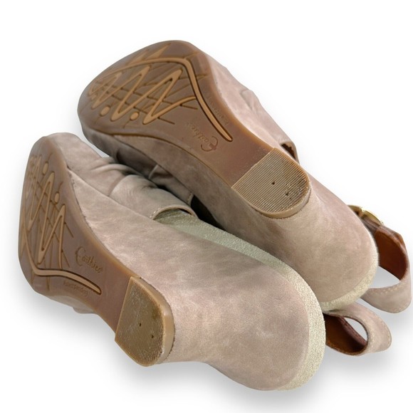 Earthies Wedge Sandal Heels Sz 10 Bonaire Too Leather Slouch Open Toe Sling Back - Picture 11 of 11